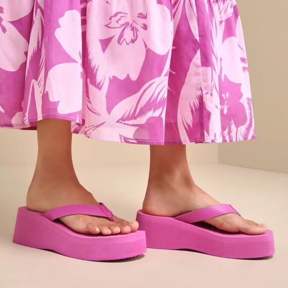 Seychelles Pink Platform Sandals(Size 6) - Picture 1 of 8